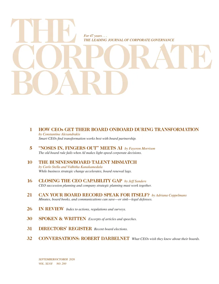 The Corporate Board, September/October 2026 issue cover